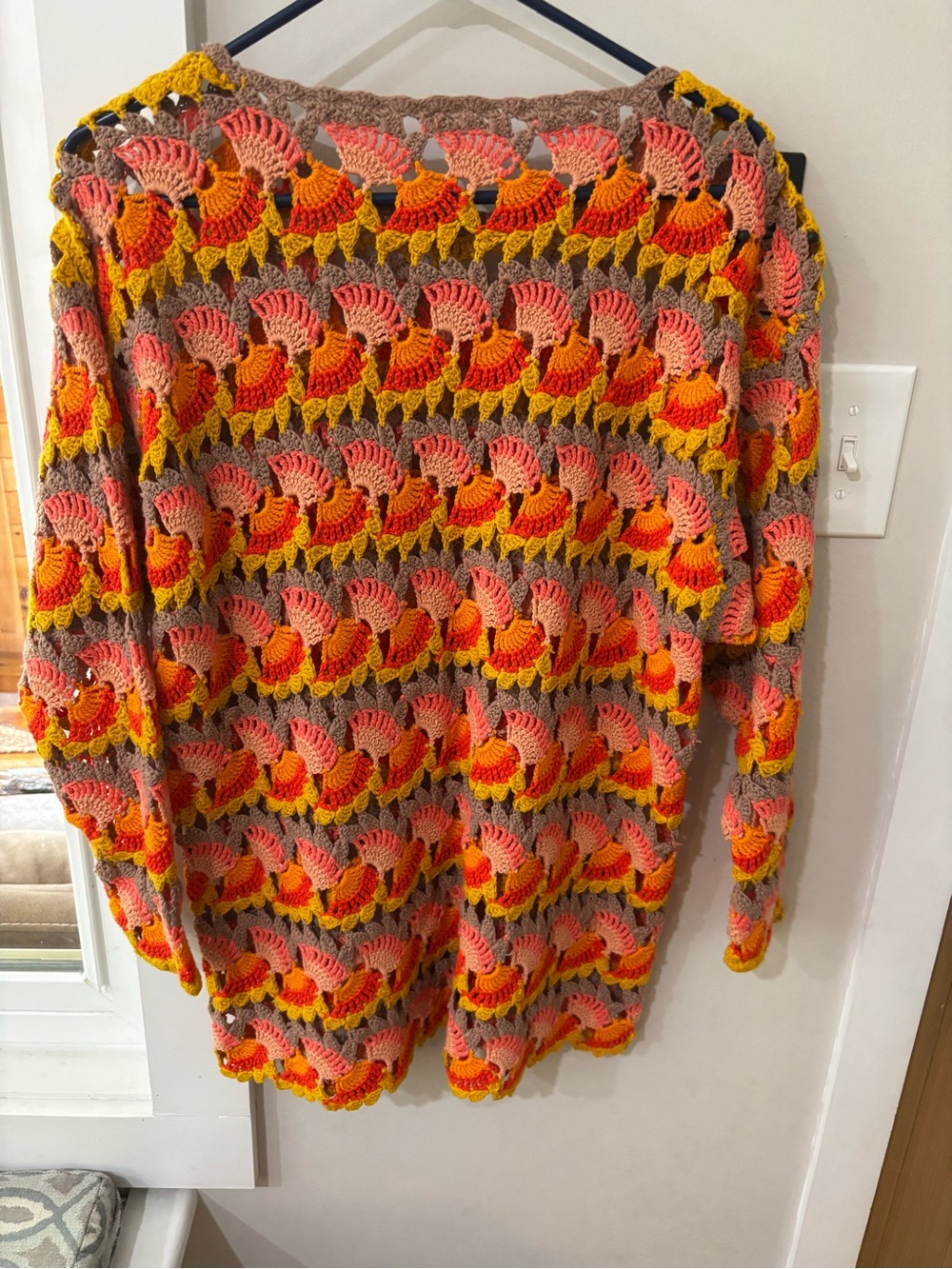 Free People Crochet Open-Knit Scalloped Shell / Fan Crochet Sweater Top - Picture 3 of 3